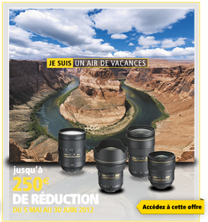 Liens vers les promotions Nikon sur les objectifs, jusqu'à 250€